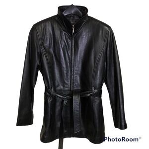 PELLE Studio Wilsons Leather Thinsulate Belted Zip Jacket w/Zip Out Lining sz L